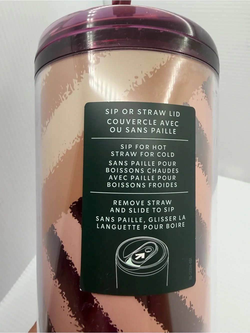 Starbucks Diagonal Striped Tumbler - Brown, Cream & Orange With Pumpkin Topper